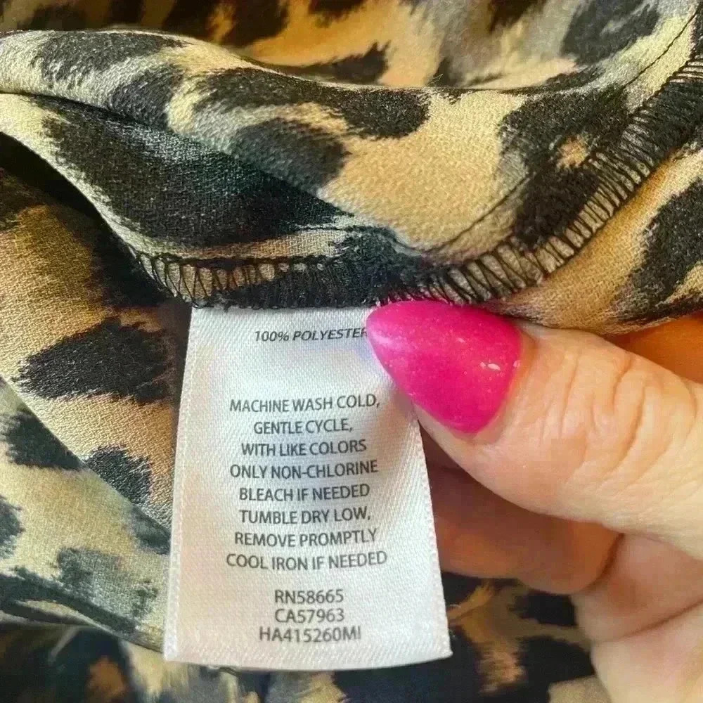 Halogen Hidden Button Animal Print Button Down Bl… - image 4